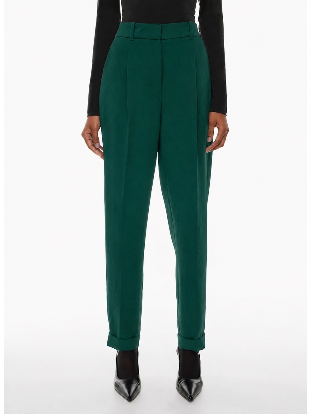 Aritzia Wilfred Dashwood Pant 8 Emerald Green High Rise Cuffed Trousers NWOT